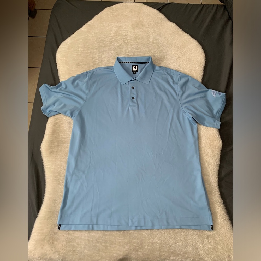 Footjoy Mens Light Blue Golf Polo Shirt Size‎ XXL Short Sleeve Top Read